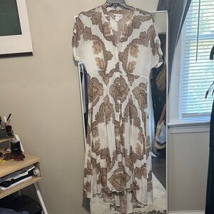 White and Brown Patterned Dress
